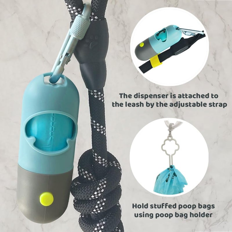 Infinite Node Dog Poop Bag Dispenser with Built-in LED Flashlight and Metal Clip for Leash, Pet Waste Bag Holder, Dog Walking Accessory (Cystal Blue) - Image 3